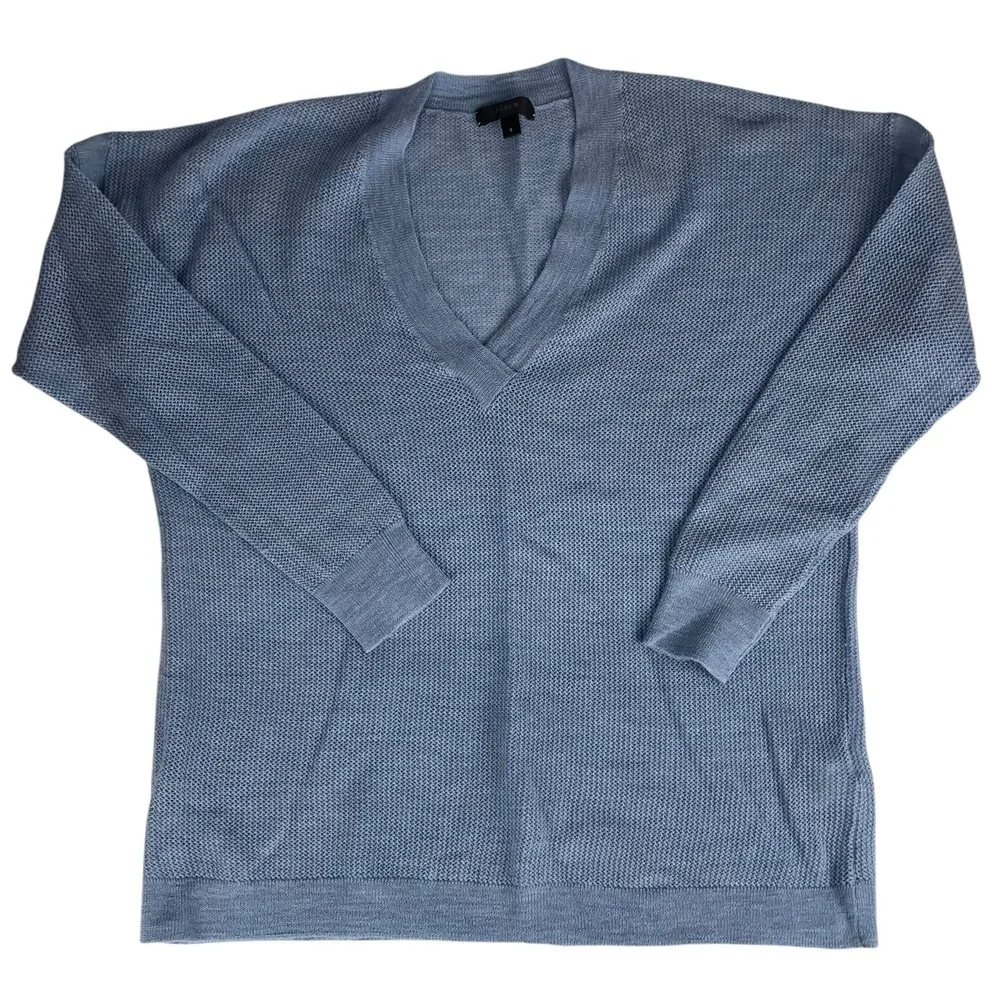 J.Crew Blue V-Neck Long Sleeve 100%‎ Merino Wool Sweater Small